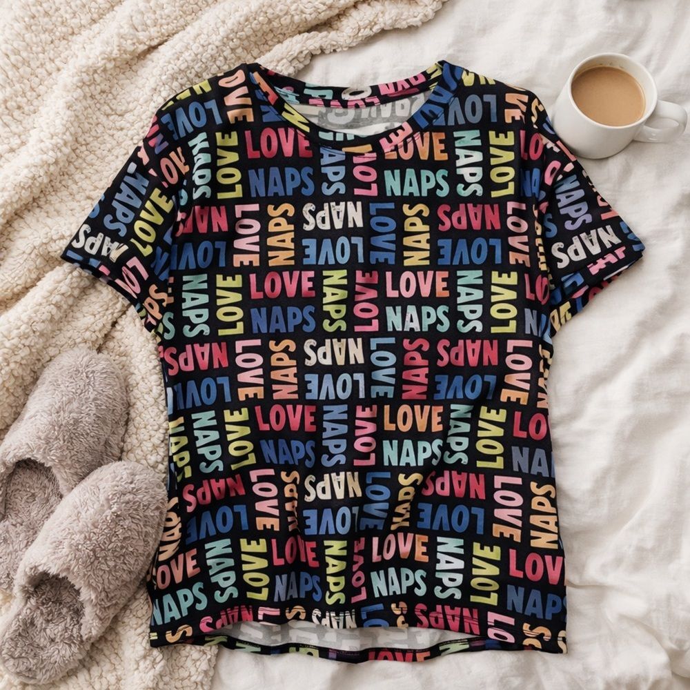FREE W Bundle of 2 + Love Naps Graphic Sleep Tee Pajama Top L Cozy